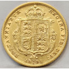 AUSTRALIA 1891 . HALF 1/2 SOVEREIGN . SYDNEY . GOLD